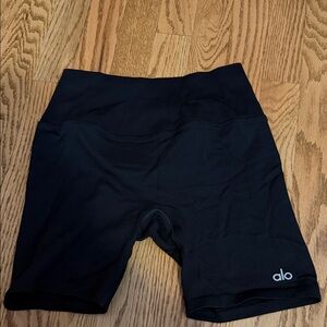 ALO Yoga Ribbed Black Bike Shorts